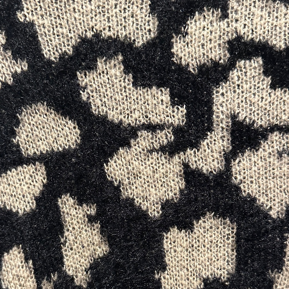 Kori America Drop Sleeve Black/Beige Leopard-Print Open Front Shawl Cardigan - Picture 7 of 9